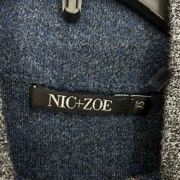 Nic+Zoe Dress Women's Sz XS Gray Blue Colorblock Knit Funnel Neck Shift Pullover - Picture 7 of 7